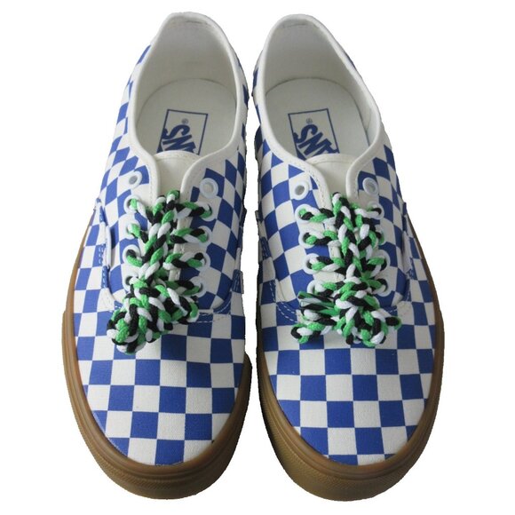 Vans Authentic Women's Blue White Checkerboard Canvas Gum Bottom shoes Size 8 - Picture 1 of 5